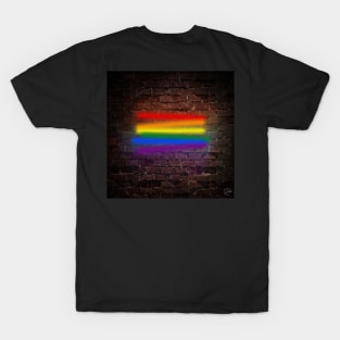 Gay Pride Flag in Neon T-Shirt